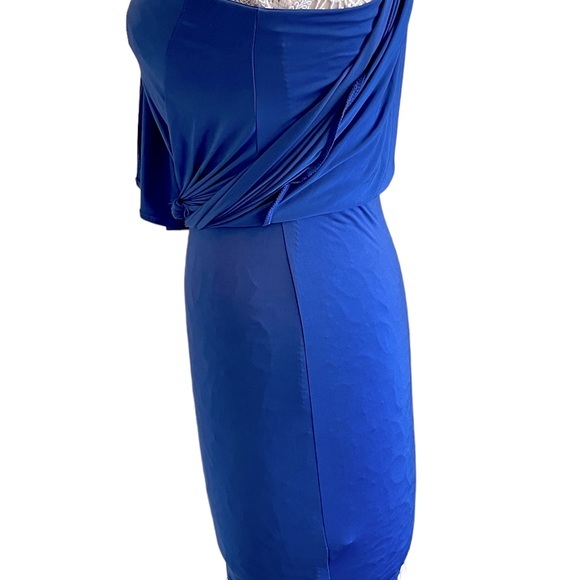 Soprano‎ one shoulder ruched high split twist front body con dress Sz. M - Picture 8 of 12